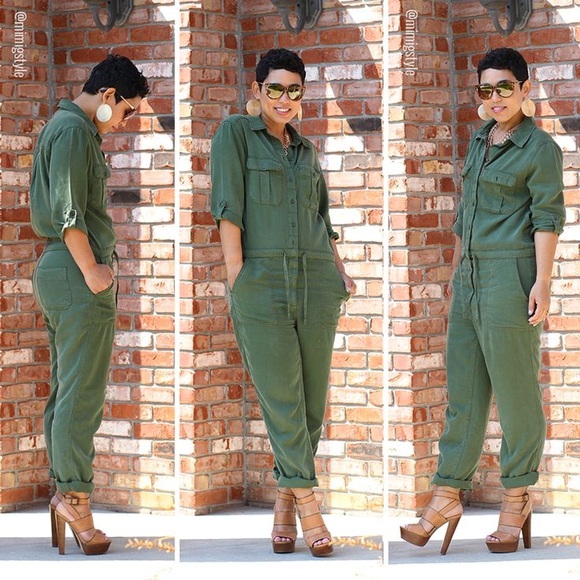 TOPSHOP Army Green Utility Boiler Suit Jumpsuit - Picture 1 of 10